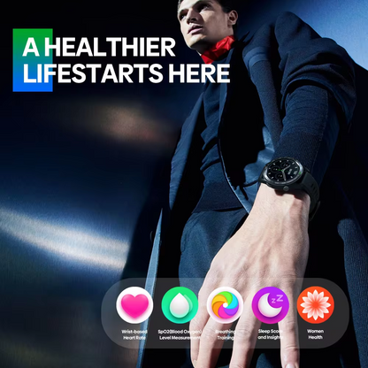 Smart Watch For Heart Rate Blood Oxygen Monitor Waterproof Outdoors Sports.