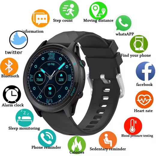 Smart Watch For Heart Rate Blood Oxygen Monitor Waterproof Outdoors Sports.